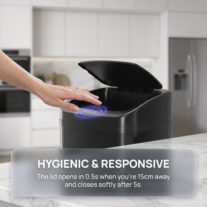 Sensor Kitchen Bin 48L Hands Free Hygienic Waste Disposal Large Capacity Black Homcom