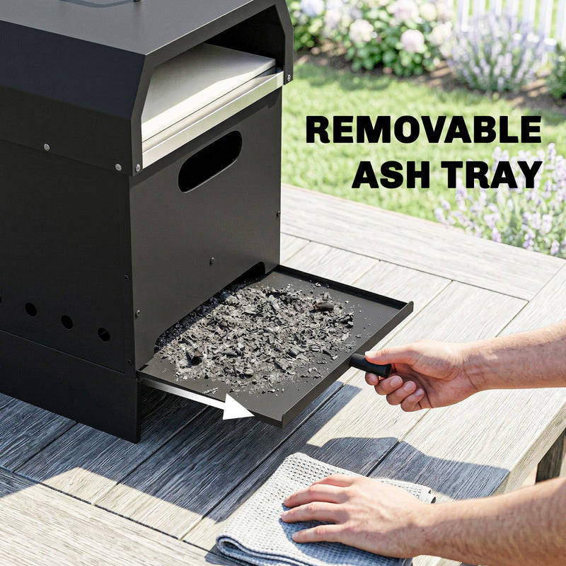 Outdoor Pizza Oven and Charcoal Grill for Stone Baked Pizza and Smoky Barbecue Black Outsunny