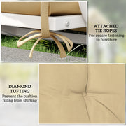 Khaki Two Seater Bench Cushion for Outdoor and Garden Seating by Outsunny