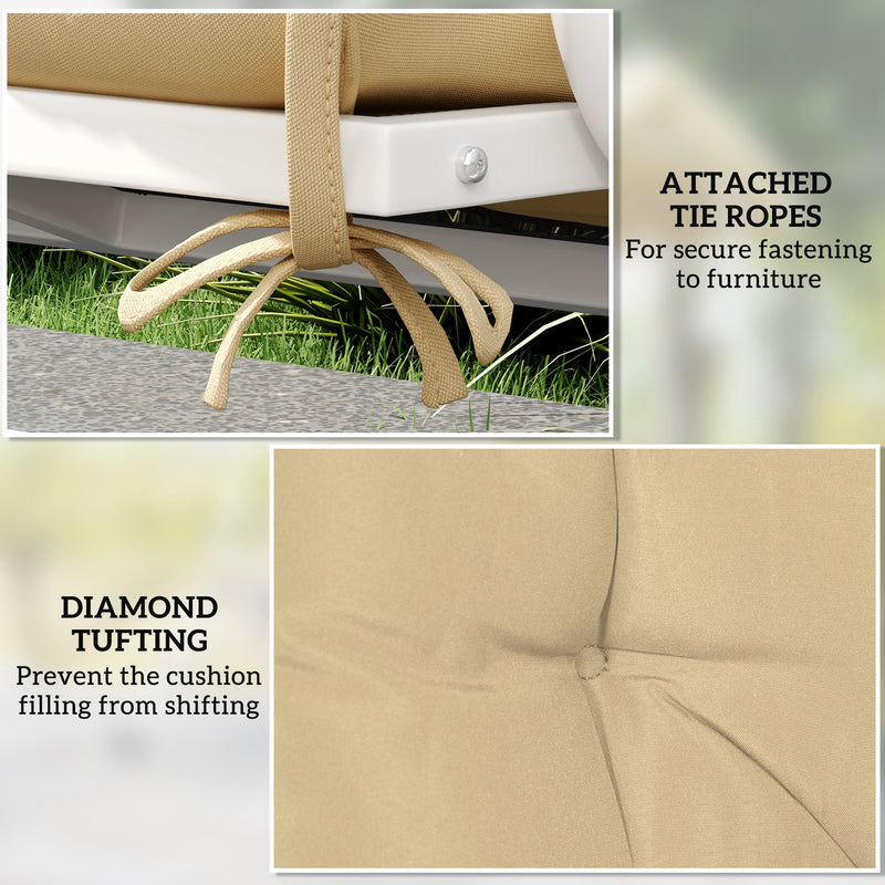 Khaki Two Seater Bench Cushion for Outdoor and Garden Seating by Outsunny