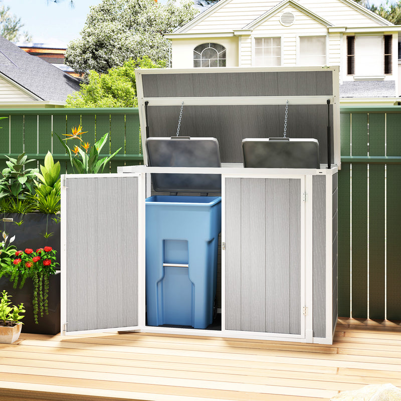 Light Grey Lockable Garden Storage Shed for Tools and Wheelie Bins with Openable Lid by Outsunny