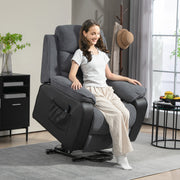 Dark Grey Overstuffed Corduroy Electric Recline and Lift Chair for Ultimate Comfort by HOMCOM