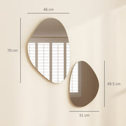 Set of 2 Decorative Pebble Wall Mirrors Ideal for Hallways or Bedrooms Gold Tone AOSOM