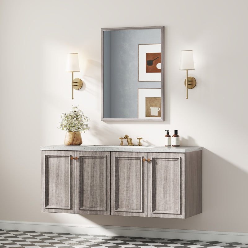 HOMCOM Wall Bathroom Mirror, 50 x 70 cm Wall-Mounted Mirror for Living Room, Bedroom, Hallway, Grey AOSOM