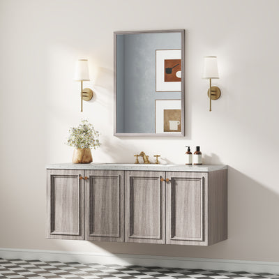 HOMCOM Wall Bathroom Mirror, 50 x 70 cm Wall-Mounted Mirror for Living Room, Bedroom, Hallway, Grey AOSOM