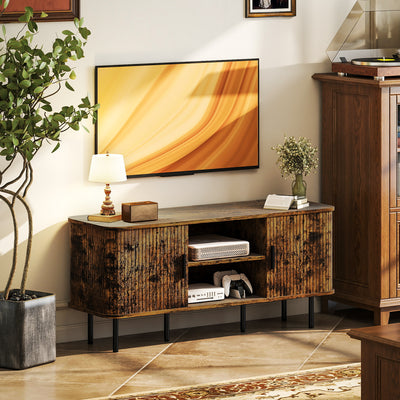 TV Stand Cabinet for TVs up to 55 Inches with Storage Shelves and Cupboard, Rustic Brown
