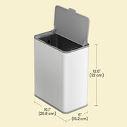 Songmics 8L steel compost bin mounted on a wall in White