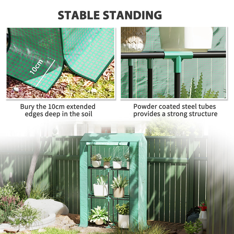 Green Three Shelf Steel Frame Greenhouse 40 x 100cm by Outsunny