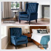 Retro Wingback Accent Chair with Button Tufted Upholstery for Lounge or Bedroom, Dark Blue