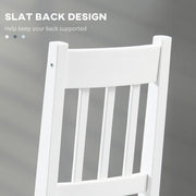 Set of 4 Wooden Dining Chairs with Slat Back Ideal for Kitchen or Dining Room White AOSOM
