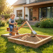 Wooden Sandpit With 360 Degree Digger for Creative Outdoor Play Ages 3 to 6 Natural Wood AOSOM