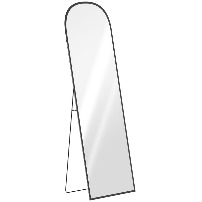 Black 165cm Full Length Standing Mirror With Aluminium Frame For Bedroom Or Hallway
