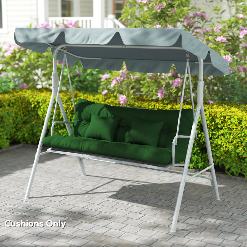 Garden Chair Cushion and Pillow Set for Comfortable Outdoor Seating Green AOSOM