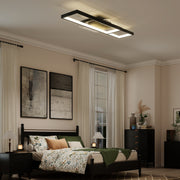 Modern Dimmable LED Ceiling Light With Remote And Wall Control For Lounge Or Bedroom Black AOSOM
