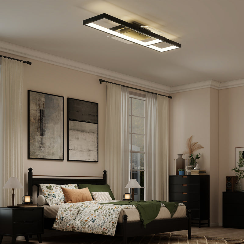 Modern Dimmable LED Ceiling Light With Remote And Wall Control For Lounge Or Bedroom Black AOSOM