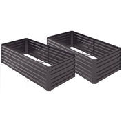 Set of 2 Dark Grey Raised Garden Beds in Steel for Vegetables Herbs and Flowers