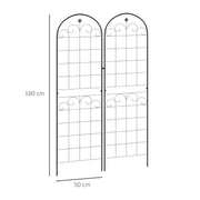 Set of 2 Metal Garden Trellis Panels with Floral Design for Climbing Plant Support