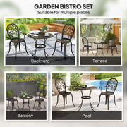 Three Piece Aluminium Garden Bistro Set Bronze Finish Weather Resistant by Outsunny