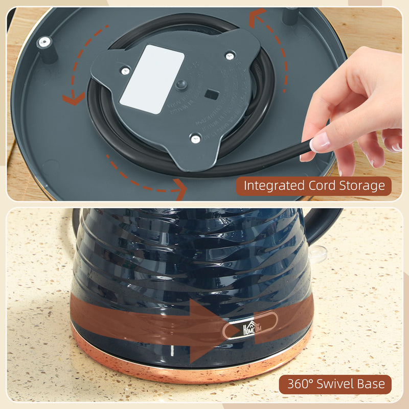 3kW Rapid Boil Electric Kettle With Honeycomb Design For Kitchen Use Dark Blue AOSOM