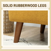 Yellow 2 Seater Velvet Feel Sofa With Thick Padding and Wooden Legs by HOMCOM