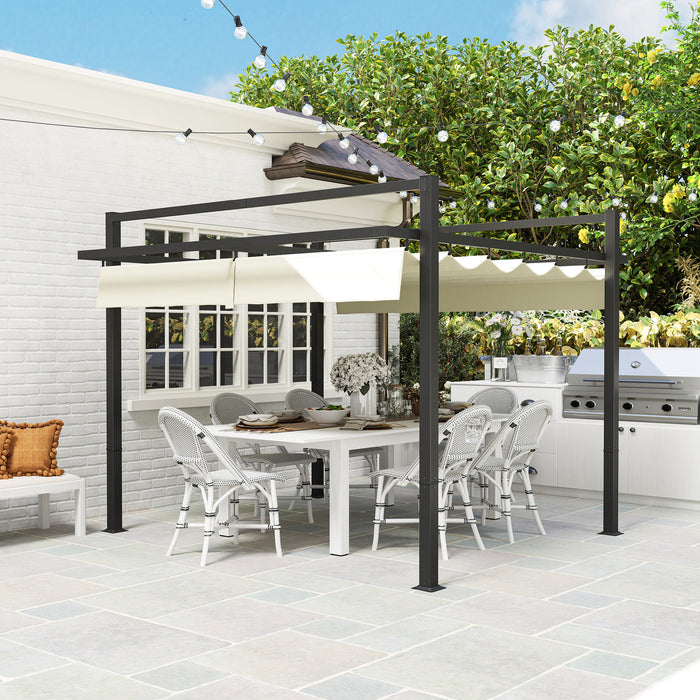 3m x 3m Aluminium Pergola with Retractable Canopy Roof by Outsunny