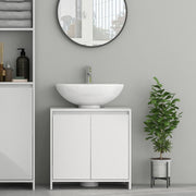 Under Sink Bathroom Cabinet With Shelf and Double Doors Freestanding Design, White