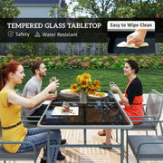 Light Grey 5 Piece Rattan Garden Dining Set with Cushions and Stackable Chairs by Outsunny