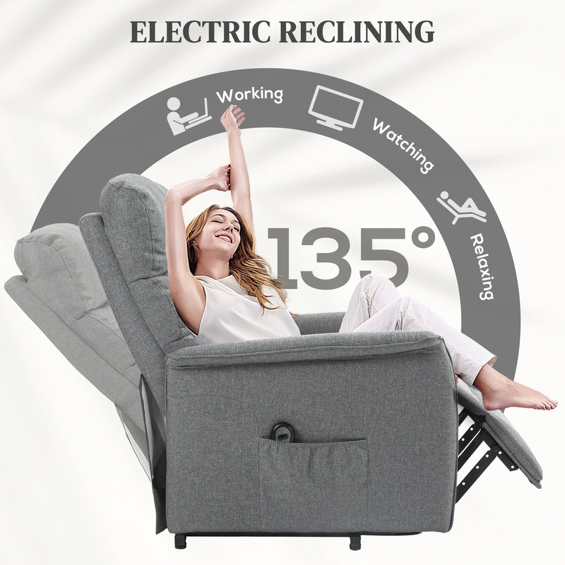 Electric Riser Recliner Armchair with Remote Control and Padded Footrest for Comfort Grey