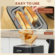Black 1.7L Fast Boil Cordless Kettle and 2 Slice Toaster Set with 6 Browning Levels by HOMCOM