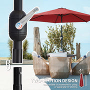 Wine Red Garden Parasol with Tilt and Crank, Sun Protection and UPF30+ Shade Outsunny