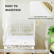Large Bird Cage with Divider and Slide Out Tray for Budgies and Canaries, White