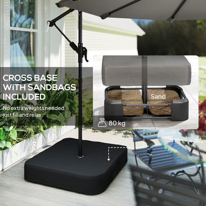 3m Cantilever Garden Umbrella with Weighted Base 360 Degree Rotation for Flexible Patio Shade, Grey