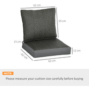 4 Piece Outdoor Seat Cushion Set with Backrest Water Repellent Pads for Sofa Chair Grey AOSOM