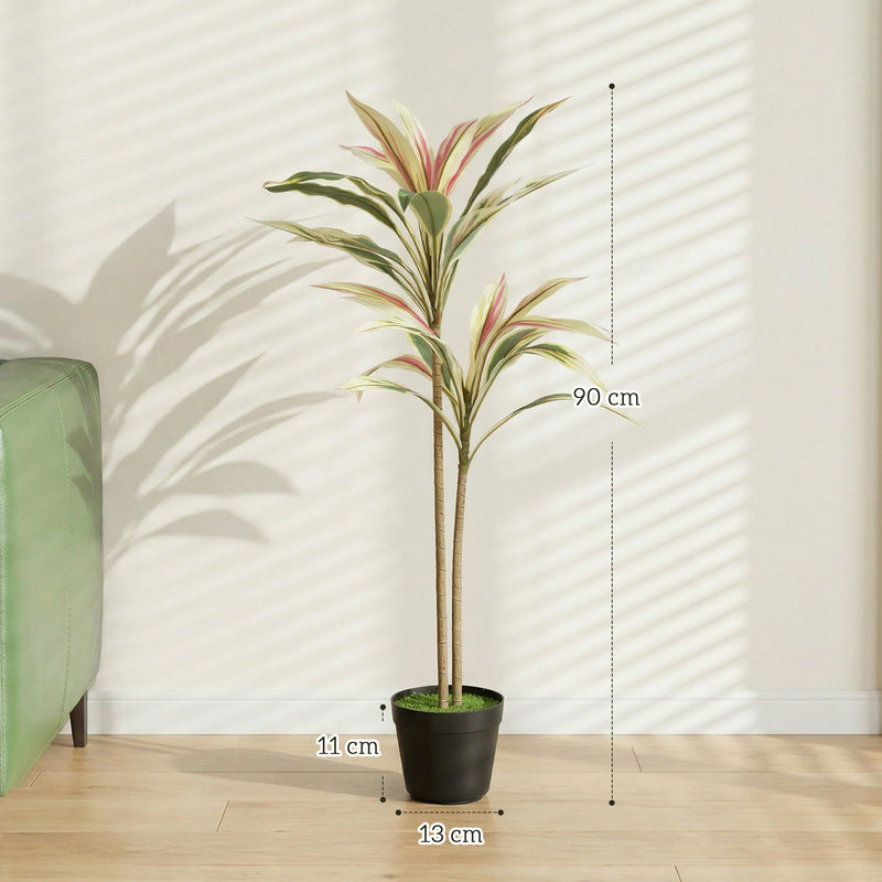 Artificial Cordyline Tree for Easy Year Round Indoor Greenery Yellow Homcom