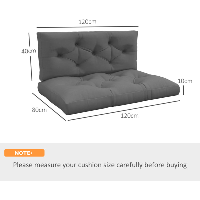 Padded Pallet Cushion Set for Garden Seating with Back Support Dark Grey AOSOM