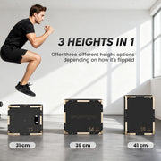 Non Slip Wooden Plyo Jump Box for Home Fitness and Cross Training 31x36x41 cm Natural AOSOM