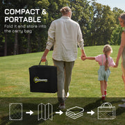 Reversible Black and Grey Outdoor Rug 182 x 274cm with Carry Bag for Garden or Camping