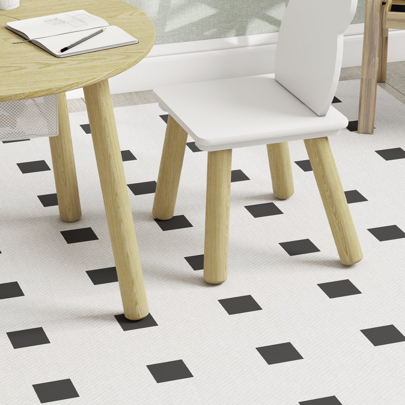 3 Piece Kids Activity Table Set with Mesh Storage and Bear Backrest by AIYAPLAY