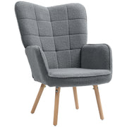 Grey Teddy Fleece Wingback Accent Chair with Padded Seat by HOMCOM