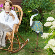 Outsunny Heron Garden Statue, Standing Garden Ornament, Metal Garden Gift with Stakes, 28 x 17 x 63 cm, Multi-Colour AOSOM