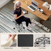 Black Adjustable PU Leather Rolling Stool with Wheels by HOMCOM