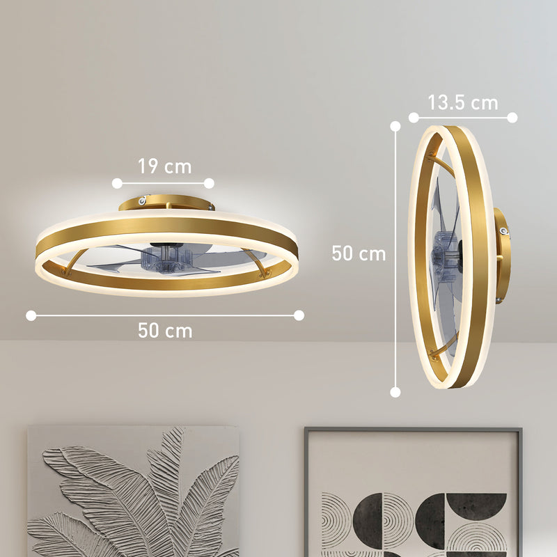 Ceiling Fan with Adjustable Light and Quiet Motor for Year Round Bedroom Comfort Gold Tone