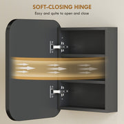 Bathroom Wall Cabinet with Mirror and Adjustable Shelves for Small Spaces 40x10x51cm,  Black Homcom