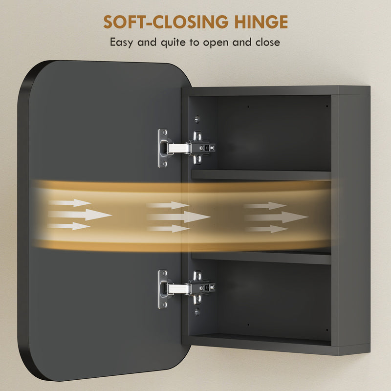 Bathroom Wall Cabinet with Mirror and Adjustable Shelves for Small Spaces 40x10x51cm,  Black Homcom