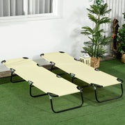 Set of Two Folding Sun Loungers with Metal Frame in Beige by Outsunny