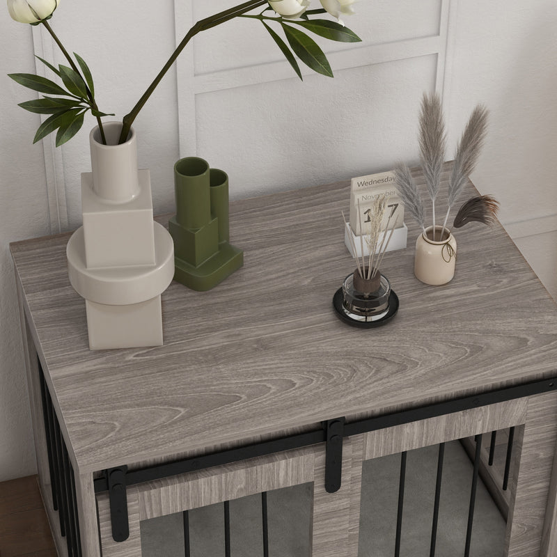 Dog Crate Furniture with Removable Cushion for Medium Pets Ideal as Side Table Brown