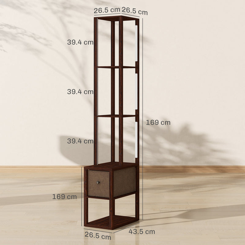 Floor Lamp with Shelves and Adjustable LED for Space Saving Storage