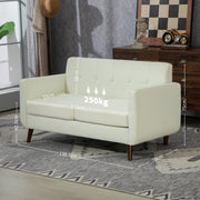 Cream Two Seater Linen Look Sofa Comfortable and Stylish Seating by HOMCOM