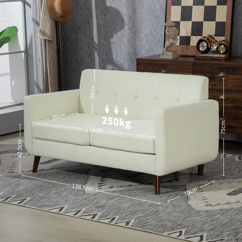 Cream Two Seater Linen Look Sofa Comfortable and Stylish Seating by HOMCOM