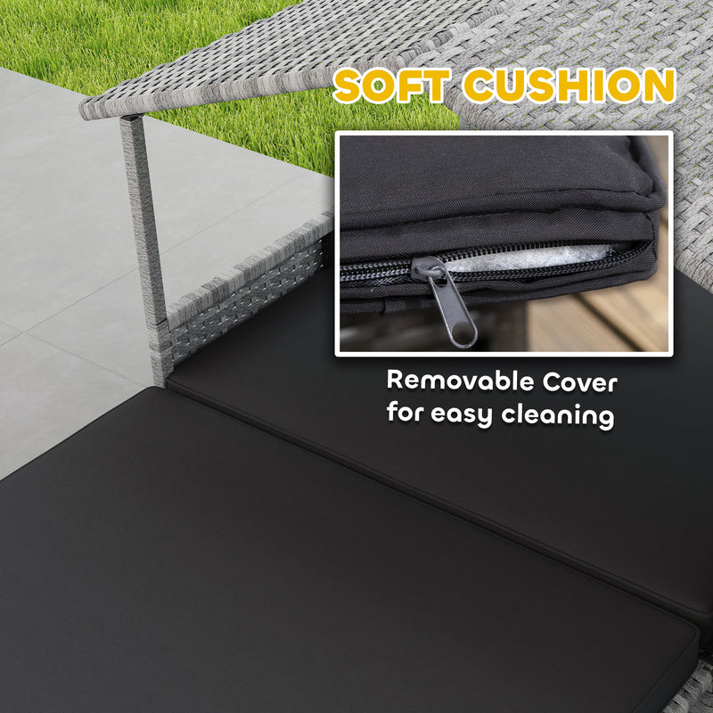 Extendable Elevated Rattan Dog Bed With Water Resistant Roof and Cushion Charcoal Grey by PawHut